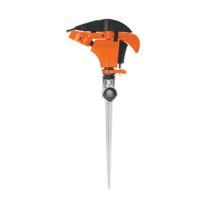 Aspersor plastico 11", una via, estaca metalica, Truper