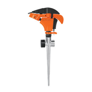 Aspersor plastico 11", dos vias, estaca metalica, Truper