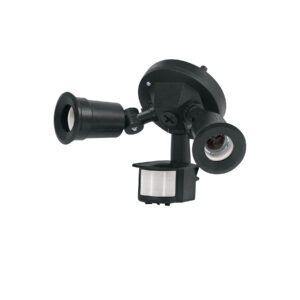 Arbotante negro c/sensor movimiento, lámparas no incluidas